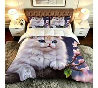 ZZXHG Couette 3D Imprimé Grand Lit Doux et Respirant, Chat en 3D, Couette 200x200 cm avec 2 Taies d'oreiller 65x65 cm, Literie Chaude et Confy, pour Couple et Maître Suite_A21586