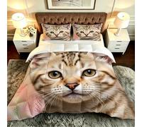 ZZXHG Couette 3D Imprimé Grand Lit Doux et Respirant, Chat en 3D, Couette 200x200 cm avec 2 Taies d'oreiller 65x65 cm, Literie Chaude et Confy, pour Couple et Maître Suite_A21298