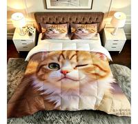 ZZXHG Couette 3D Imprimé Grand Lit Doux et Respirant, Chat en 3D, Couette 200x200 cm avec 2 Taies d'oreiller 65x65 cm, Literie Chaude et Confy, pour Couple et Maître Suite_A21598