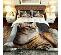 ZZXHG Couette 3D Imprimé Grand Lit Doux et Respirant, Chat en 3D, Couette 200x200 cm avec 2 Taies d'oreiller 65x65 cm, Literie Chaude et Confy, pour Couple et Maître Suite_A21154