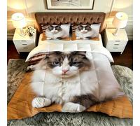 ZZXHG Couette 3D Imprimé Grand Lit Doux et Respirant, Chat en 3D, Couette 200x200 cm avec 2 Taies d'oreiller 65x65 cm, Literie Chaude et Confy, pour Couple et Maître Suite_A21490