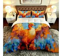 ZZXHG Couette 3D Oiseau Orange 160x200 cm pour Adultes et Adolescents-A94