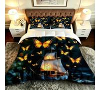 ZZXHG Couette 3D Papillon Doré 200x200 cm pour Grand Lit-B393 | Douce, Lavable Confortable, Design Unique Chaud pour Couples et Chambre Maître Suite, Utilisation Quotidienne Toute Saison