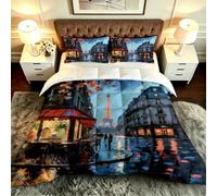ZZXHG Couette 3D Tour Eiffel 160x200 cm pour Adultes et Adolescents-A39