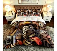 ZZXHG Couette 3D Zèbre Animé 200x200 cm pour Grand Lit-B180 | Douce, Lavable Confortable, Design Unique Chaud pour Couples et Chambre Maître Suite, Utilisation Quotidienne Toute Saison