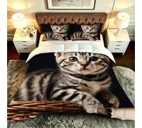 ZZXHG Couette Alternative Duvet Grande et Chaud, Chat en 3D, Couette 240x260 cm avec 2 Taies d'oreiller, Literie Premium, Idéal pour Maison et Appartement_A20820