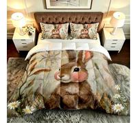 ZZXHG Couette Imprimée 3D Lapin Animal 140x200 avec 2 Taies D’oreiller-A15