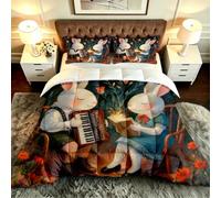 ZZXHG Couette Imprimée 3D Lapin Animé 140x200cm avec 2 Taies D’Oreiller-A7