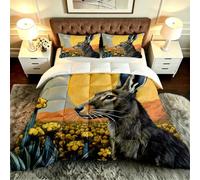 ZZXHG Couette Imprimée 3D Lapin Fleuri 140x200 avec 2 Taies D’oreiller-A28