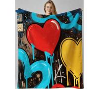 ZZXHG Couverture Plaid Polaire 150x200 Enfant Imprimé Graffiti Coloré, Moelleuse Flanelle Couverture Lit 2 Personnes en Microfibre, Douce Chaude Plaid Jeté de Canapé Chambre Literie Polaire_A20367