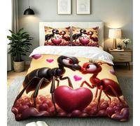 ZZXHG Housse de Couette 140x200 Fourmi AniméE, Parure de Lit 1 Personne en Microfibre, Ensemble de Literie avec 1 Parure Couette + 2 Taies d'oreiller 65x65_A20150