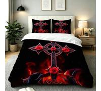 ZZXHG Parure de Couette 200x200cm Rose Noire pour Hôtel-B97 | Housse de Couette Imprimée 3D Anti-rides, Parure de Lit Microfibre Facile à entretenir, Idéale pour Adultes et les Couples